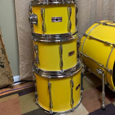 RARE Vintage Yamaha Recording Custom Birch pre-Yess 1983 Mellow (Canary) Yellow Drum Kit Set Gadd Sizes! image 6