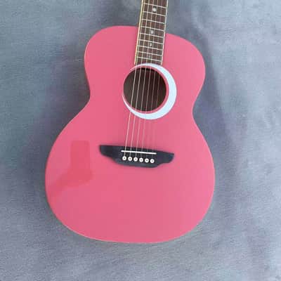 Pink 36 Inch Luna Folk Acoustic Guitar, Spruce Top Body, Mahogany Neck image 2