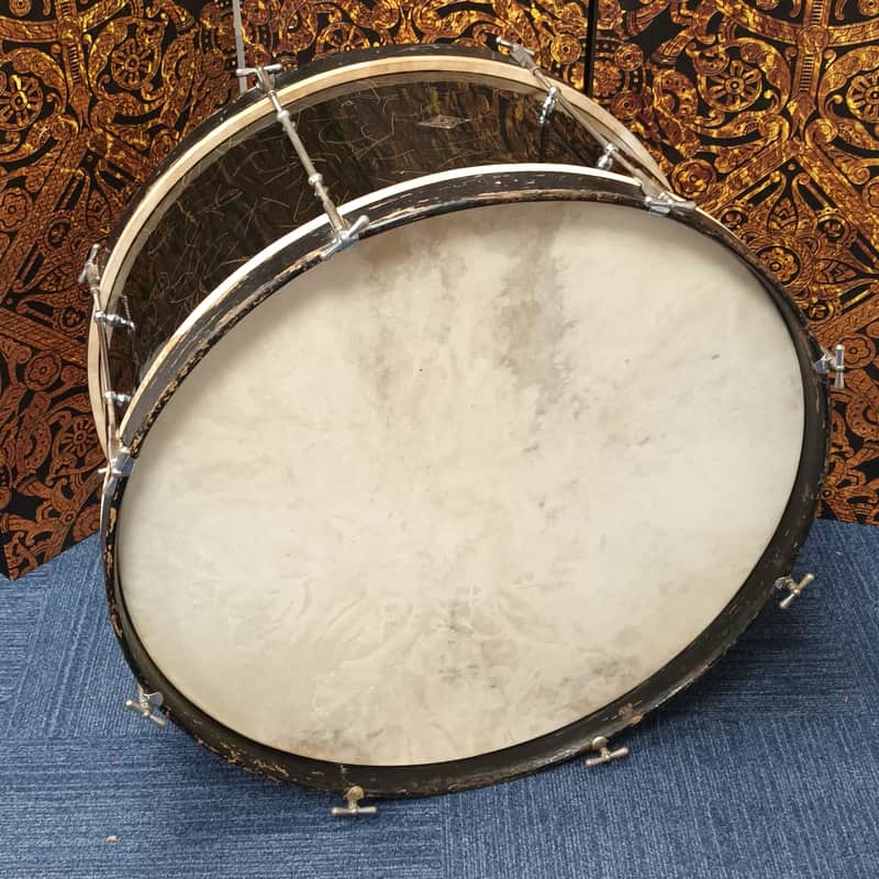 Vintage Lafleur Piccadilly 28″x12″ Bass Drum 1930s – Black with Glitter Strand image 1