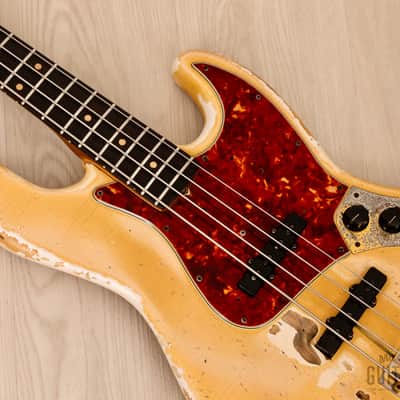 1964 Fender Jazz Bass Pre-CBS Vintage Bass Olympic White w/ Gold Hardware, Case image 7