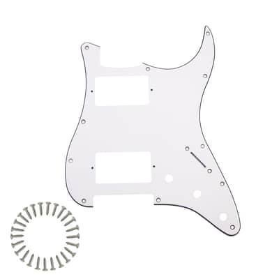 11 Hole HH Humbucker Strat Pickguard ST Pickguards Scratch Plate for USA/Mexican Fender Standard Stratocaster Modern Style Electric Guitar - White 3ply with Mounting Screws image 1