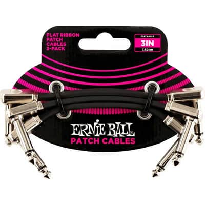 Ernie Ball 6220 Cables instrument patch pack de 3 - coudé fin & plat - 7,5 cm image 1