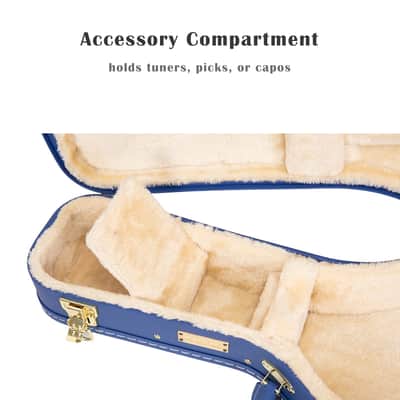 Crossrock Wooden F-Style Mandolin Case | Vibrant Blue Faux Leather, Stainless Steel, Latches, Storage Compartment – Designer Series (CRW520MFVB) image 7