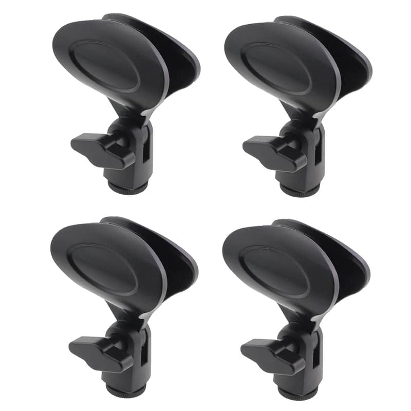 4Pcs Black Universal Microphone Clip With Knob Microphone Mic Clip Spring Clip U Clip Plastic Stand Clip For Condenser Microphone Direct Broadcast Wired Microphone image 1