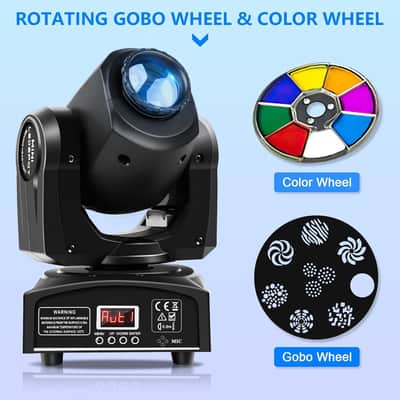 Stage Lights Moving Head Lights 8 Gobos 8 Colors 11 Channels 25W Spotlights DMX 512 with Sound Activated for Wedding DJ Party Stage Lighting 2PCS image 3
