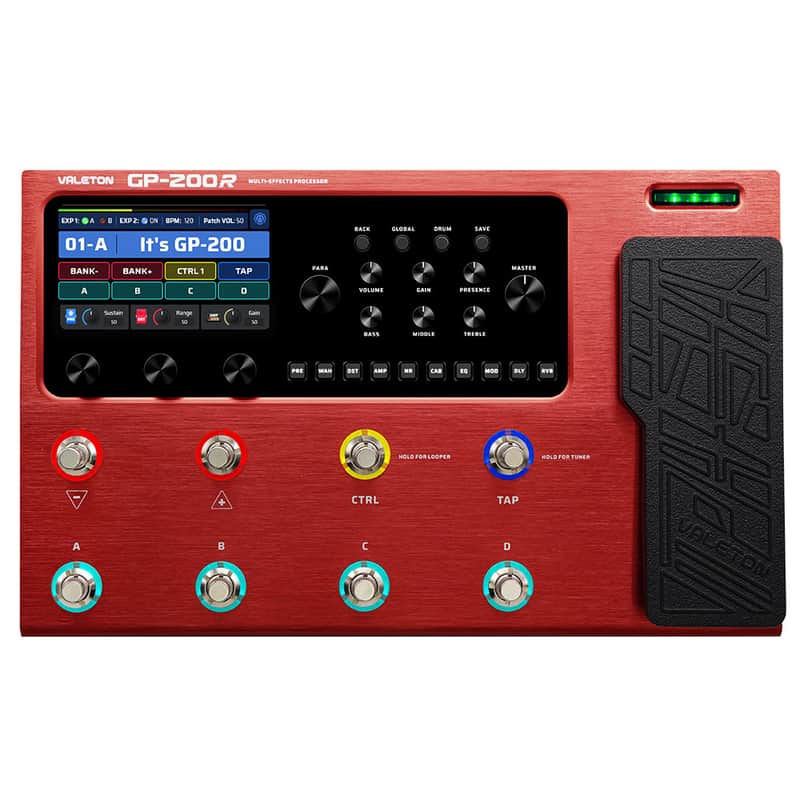VALETON Multi Effects Processor Multi-Effects Guitar Bass Pedal with Expression Pedal FX Loop MIDI I/O Amp Modeling IR Cabinets OTG USB Audio Interface GP-200,Red(U.S. domestic inventory) image 1