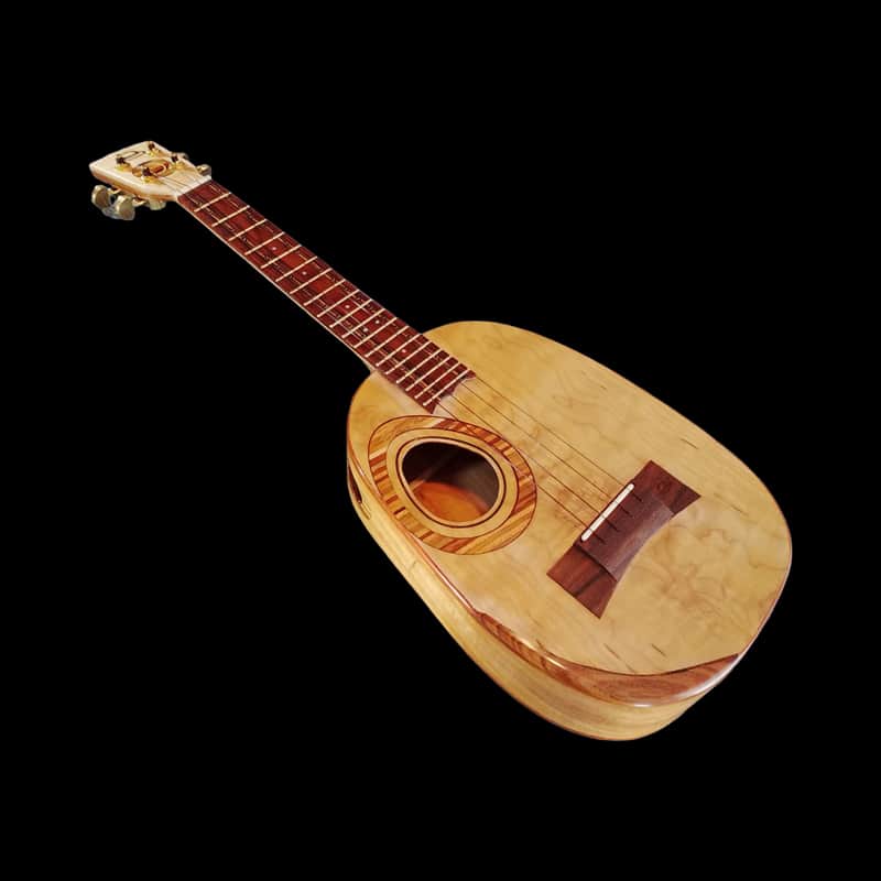 Solid Koa Pineapple with Flame Maple Top Tenor Ukulele with Hardwood Inlays SCJ-JH#135 image 1
