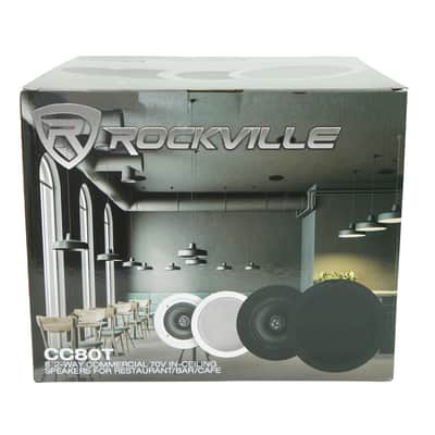 2 Rockville CC80T White 8" Commercial 70v Ceiling Speakers For Restaurant\Bar image 9