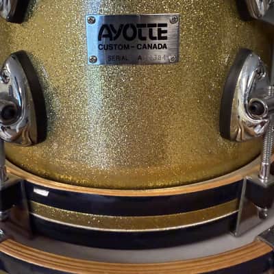 Ayotte (Ray Era) Wood Hoop 5 piece 90s - Gold sparkle image 3