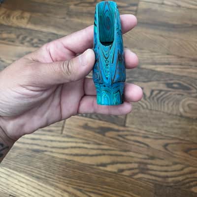 Arnold Montgomery (AM) Hard Rubber Alto Sax Mouthpiece Luna 7 - Blue Marble image 2