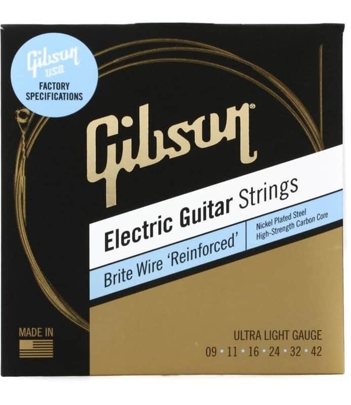 Gibson Brite Wire 'reinforced' Electric Guitar Strings, Ultra Light, 9-42 image 1