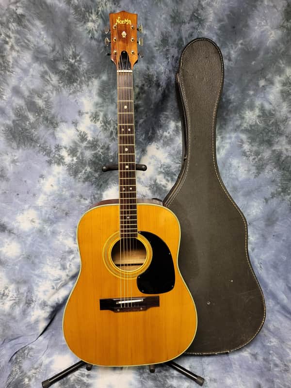 Vintage 1969 Norma WG-65 Dreadnought Adjustable Bridge Acoustic Guitar Pro Setup Original Soft Shell Case image 1