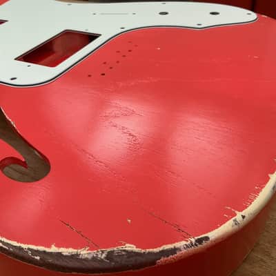 Brand new  ! Lightest 1 piece Swamp Ash in paint on Reverb  ?  . 1.1 kg in relic Faded Fiesta  Red Nitro . image 8
