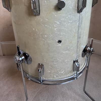Rogers Vintage Swivo era Dayton Holiday Floor Tom Drum 16” x 16” WMP 60s - White Marine Pearl image 2