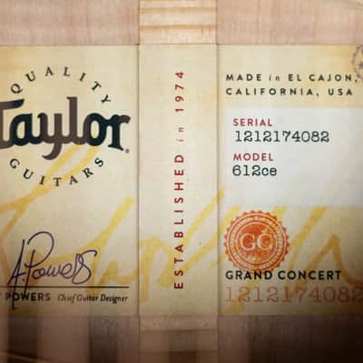 Taylor 612ce Grand Concert Acoustic/Electric Guitar with Hardshell Case image 17
