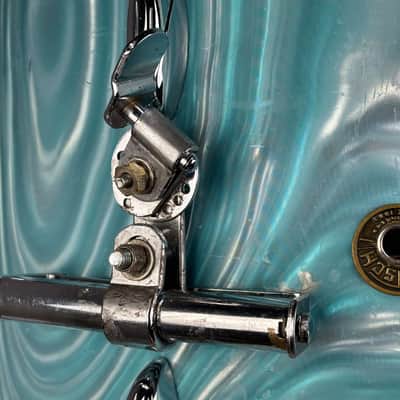 Gretsch 20/12/14/5.5x14" Progressive Jazz 60's Round Badge Drum Set - Aqua Satin Flame image 9