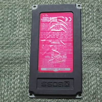 used genuine Boss Pink Label Taiwan Bottom Plate MISSING Serial Number (from 1998) - Pink Bottom Label, silver text / graphic, silver metal bottom plate (was originally from a BF-2 pedal) NO pedal / NO other items / NO screws image 7