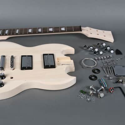 Unbranded Double Cut  Electric Guitar DIY Kit Natural Unfinished image 2