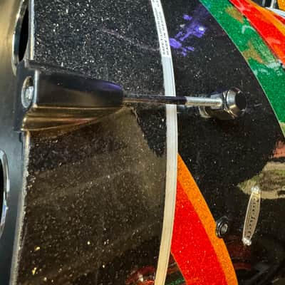 Rikki Rockett's Poison, Rockett Drum Works 2011 Tour Set. Maple/Carbon Fiber 18x22 (x2) 14.5x16, 12.5x14, 9.5x12. MultiColor Stripe Wrap image 13