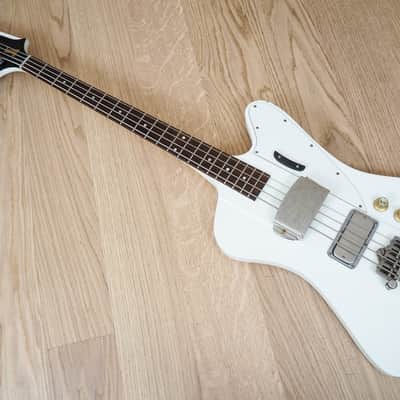2011 Burny Thunderbird IV Electric Bass Guitar Polaris White w/ Upgrades image 12