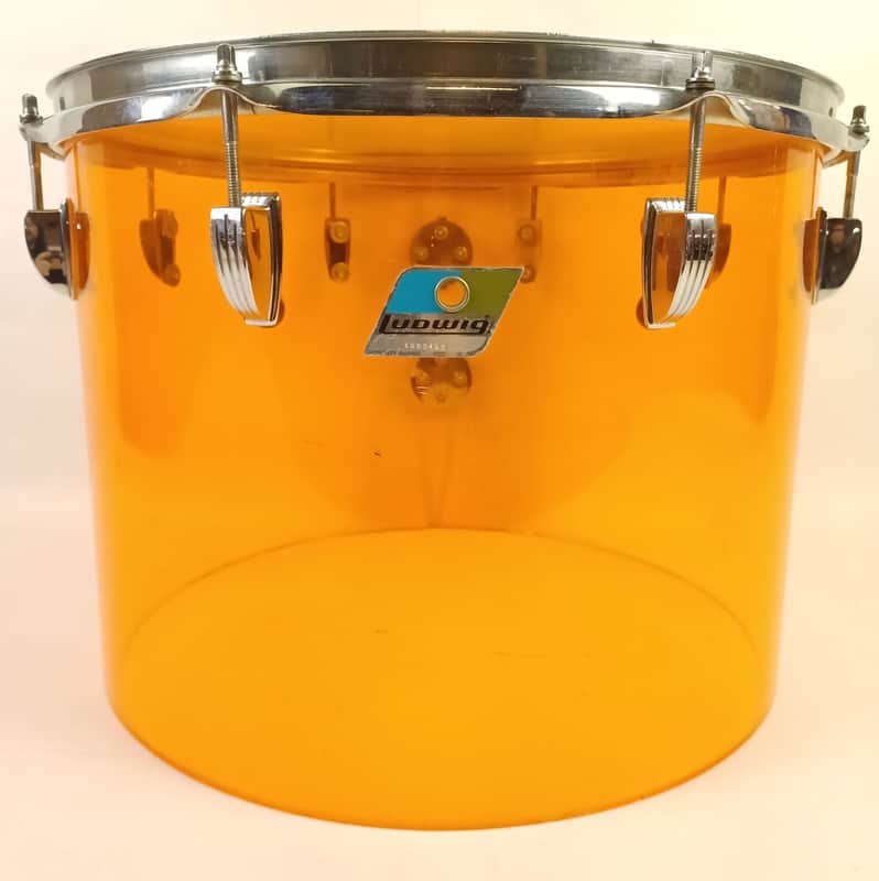 Ludwig 12x16" Amber Vistalite Concert Rack Tom Drum Vintage 70s Blue/Olive Floor image 1