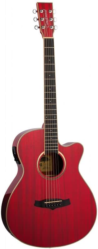 Tanglewood Winterleaf TW4 Super Folk Cutaway Electro-Acoustic Guitar, Through Red Gloss image 1