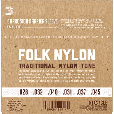D'Addario EJ32C Folk Nylon Ball End Classical Guitar Strings 13-56 image 2