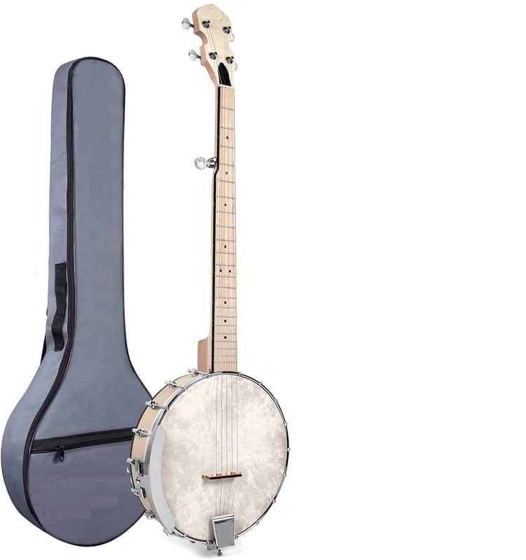 5 String Banjos Full Size Open Back Banjo Adjustable Maple Body Head with 2 Tuning Wrench, 4 Picks, Strings, Tuner, Strap Ruler, Cleaning Cloth, Gig Bag for New Beginner Professional image 1