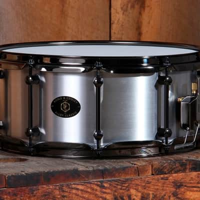 Noble & Cooley *Pre-Order* Alloy Classic 6x14" Cast Aluminum Snare Drum Raw with Protective Coating & Black Hardware | Made in the USA | Special Order | Authorized Dealer image 1