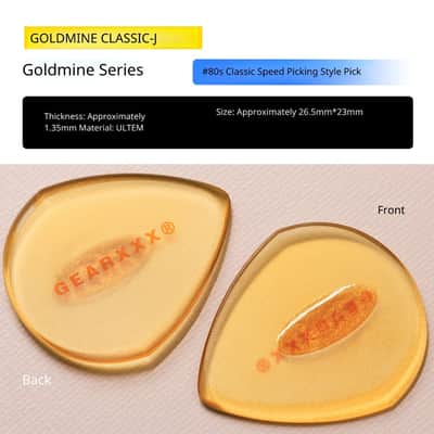 GearXXX Goldmine Series CLASSIC-J Pick – 1.35mm Ultem Shred