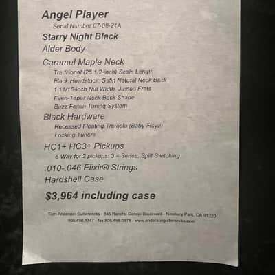 Tom Anderson Angel Player, RH 6-String Electric Guitar, Starry Night Gloss Finish, OHSC, Case Candy+ image 5