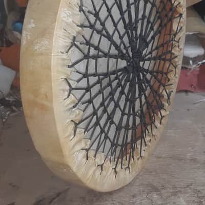 16" inch. Native American style Goat Hide Shaman shamanic Hand drum yoga meditation Therapy wooden frame rawhide laces handmade handwoven spider web design + Beater Mallet image 4