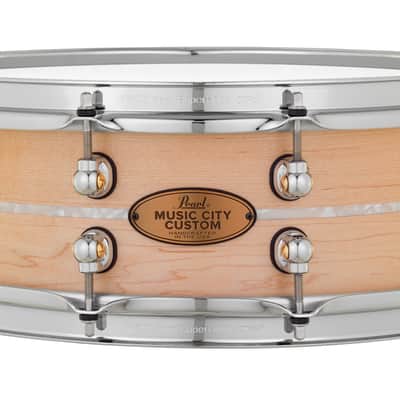 Pearl *Pre-Order* Music City Custom 14x5" Maple Solid Shell Snare Nashville Natural | Nicotine White Marine Inlay | NEW | Made in the USA | Special Order | Authorized Dealer image 1