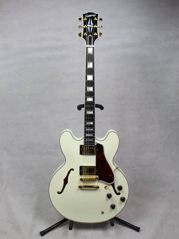 Epiphone Inspired By Gibson Custom Shop 1959 ES-355 Semi-Hollow Electric Guitar, Classic White w/ Case image 1