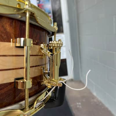 Doc Sweeney Drums "Rings" Stave Segmented Caribbean Rosewood & Curly Maple 6.5x14" Snare Drum with Brass Hardware image 5