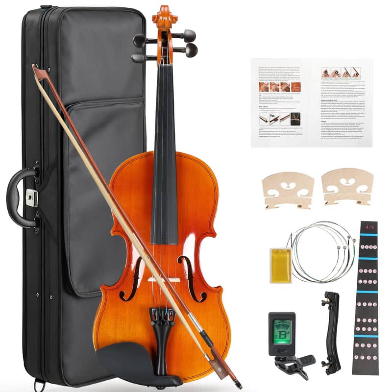 New Acoustic Violin 4/4 Full Size with Case and Bow Rosin With Case image 1