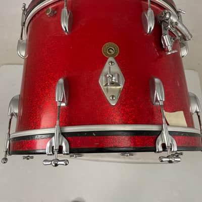 Gretsch 1950’s Broadcaster 3-ply red sparkle drum kit. 20-13-16-14x5 1/2 image 25