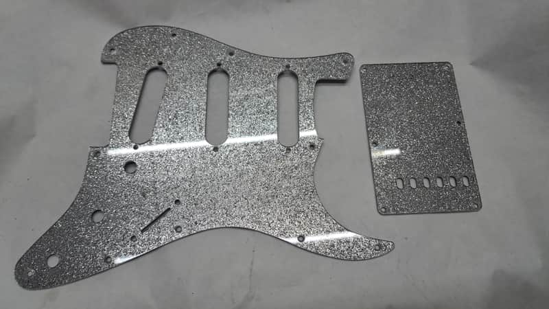 Platinum Silver Sparkle Glitter SSS pickguard + trem cover set Fits Fender Strat Stratocaster image 1