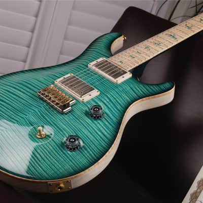 PRS 2016 Private Stock Custom 24 in Bahama Blue Smoked Burst w/Curly Maple Top, Swamp Ash Back & Backplates, Curly Maple Fretboard, Curly Maple Neck, Phase III Locking Tuners w/Curly Maple Buttons & Stained Curly Maple w/Paua Outline Inlays image 22