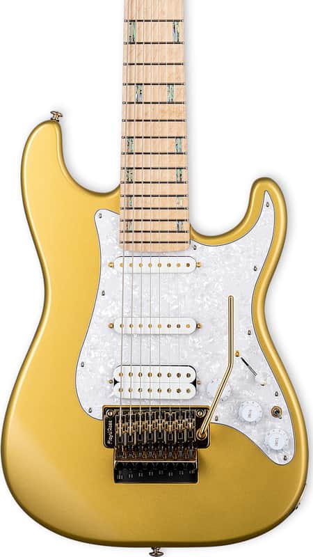 ESP LTD JRV-8 Javier Reyes Signature 8-String Baritone Electric Guitar, Maple Fingerboard, Metallic Gold image 1