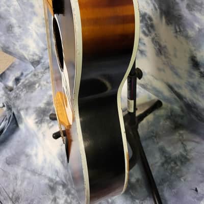 1960's Old Kraftsman by Kay Musical Note Faux Tiger Stripe Parlor Student Guitar Pro Setup New Strings Newer Gigbag image 6