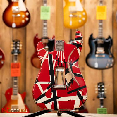 EVH Striped Series Frankenstein Frankie, Maple Fingerboard, Red with Black Stripes Relic image 13