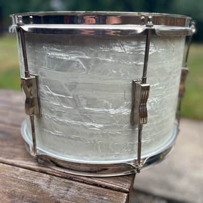 PRE SERIAL Ludwig No. 444 Club Date 9x13" Rack Tom with Keystone Badge 1961-1964 WHITE MARINE PEARL WMP image 4