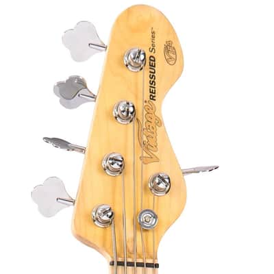 Vintage VJ75 ReIssued Maple Fingerboard Bass Guitar 5-String - Black (VJ75MBK) image 8