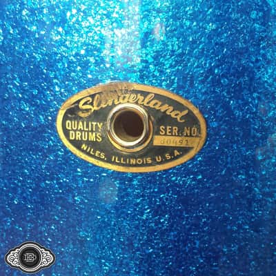 Slingerland early 1960s 3 ply bop toms 12" rack tom 14" floor tom Blue Sparkle image 10