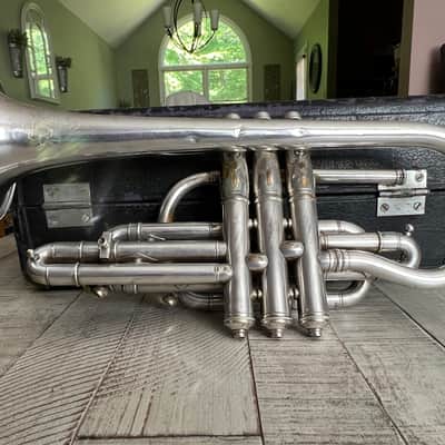 J.W. York & Sons “Professional” Cornet — circa 1908 — Silver Plate — Grand Rapids, MI — w/ Original Case, Lyre & Mouthpiece image 12