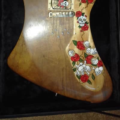 custom unique stock, Firebird R slab guitar,"Skulls&Roses",,handpainted+carved,collector item trades image 22