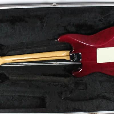 1998 Vintage Fender American Deluxe Stratocaster Crimson Transparent Red with Maple Fretboard Noiseless Pickups Strat USA 1990s image 5