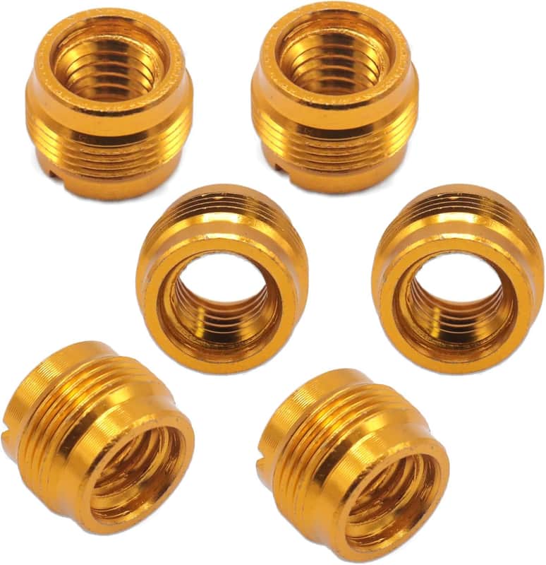 6-Pack Microphone Stand Adapters - 5/8" Male to 3/8" Female Threaded Screw Adapter for Mic Clip Holder, Sturdy Metal Connector Converter, Studio Recording Equipment Accessories image 1