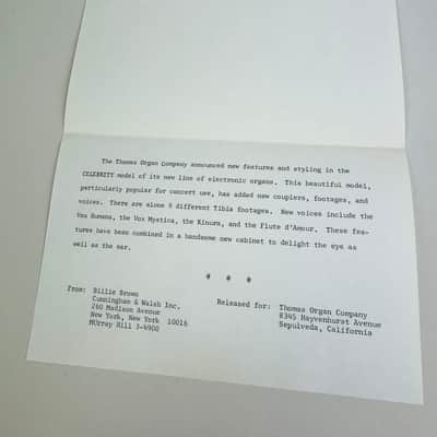 Vox / Thomas Organ 12-Piece Dealer Press Kit 1966 image 16